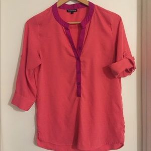 Bright coral and purple blouse dress shirt